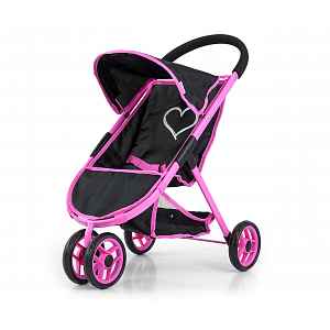 Milly Mally Sportovní kočárek pro panenky Susie – černý, růžový