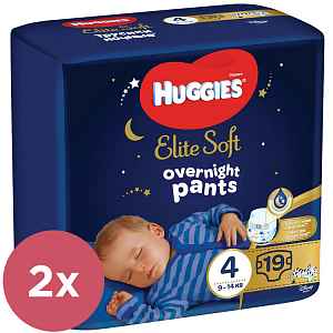2x HUGGIES Elite Soft Pants OVN Kalhotky plenkové jednorázové 4 (9-14 kg) 19 ks