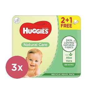 3x HUGGIES Vlhčené ubrousky Natural Triplo 56x3 ks