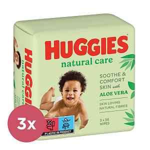 3x HUGGIES Vlhčené ubrousky Natural Triplo 56x3 ks