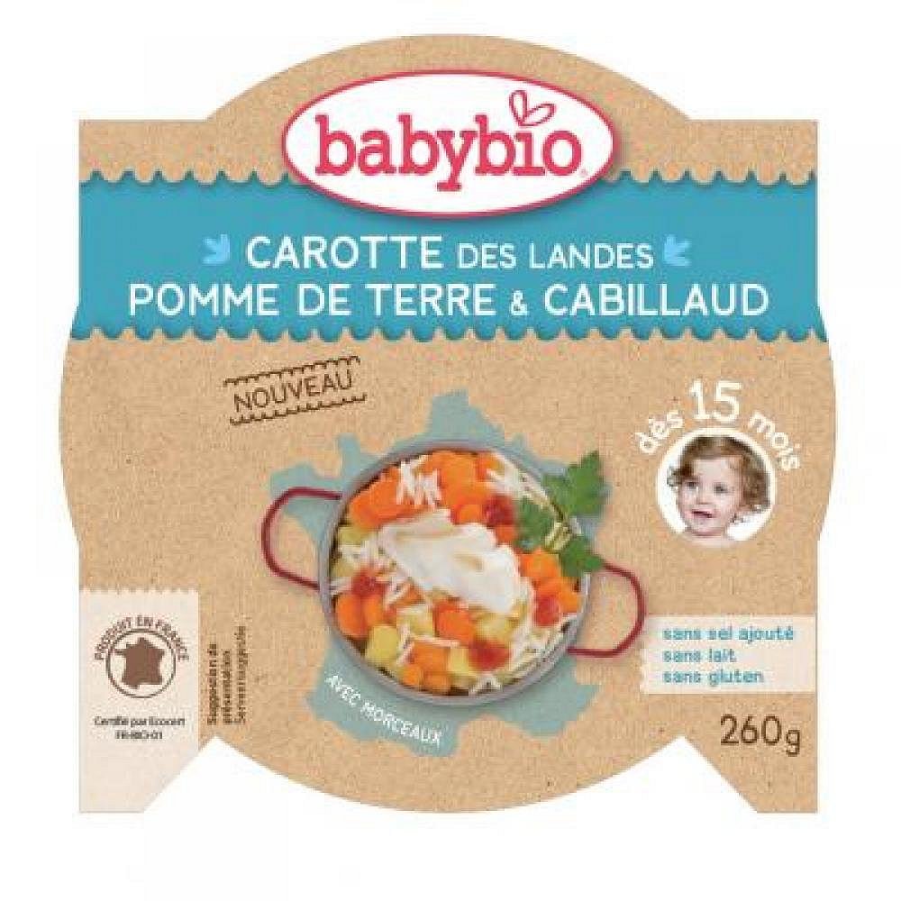 BABYBIO Mrkev a brambory s treskou 260 g