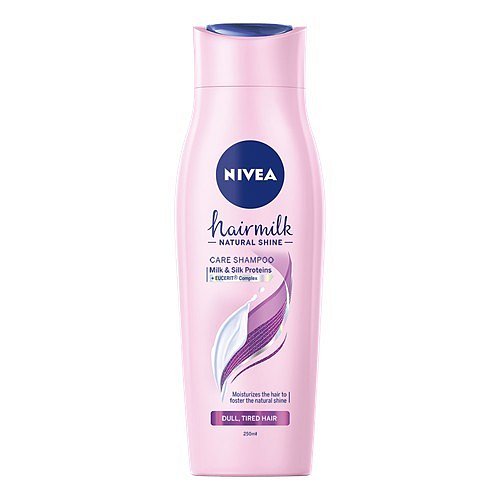 Nivea Hairmilk Shine pečující šampon s mléčnými a hedvábnými proteiny na unavené vlasy bez lesku 400 ml