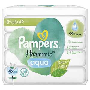 PAMPERS Harmonie Aqua dětské čisticí ubrousky 4 balení = 192 ubrousků