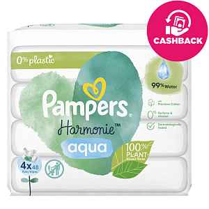 PAMPERS Harmonie Aqua dětské čisticí ubrousky 4 balení = 192 ubrousků