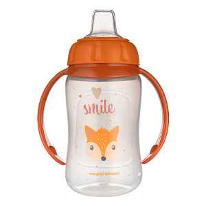 CANPOL BABIES Hrneček tréningový s úchyty Cute Animals oranžová liška, 320ml