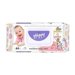 Happy Baby čistící ubrousky 64 protein a panthenol
