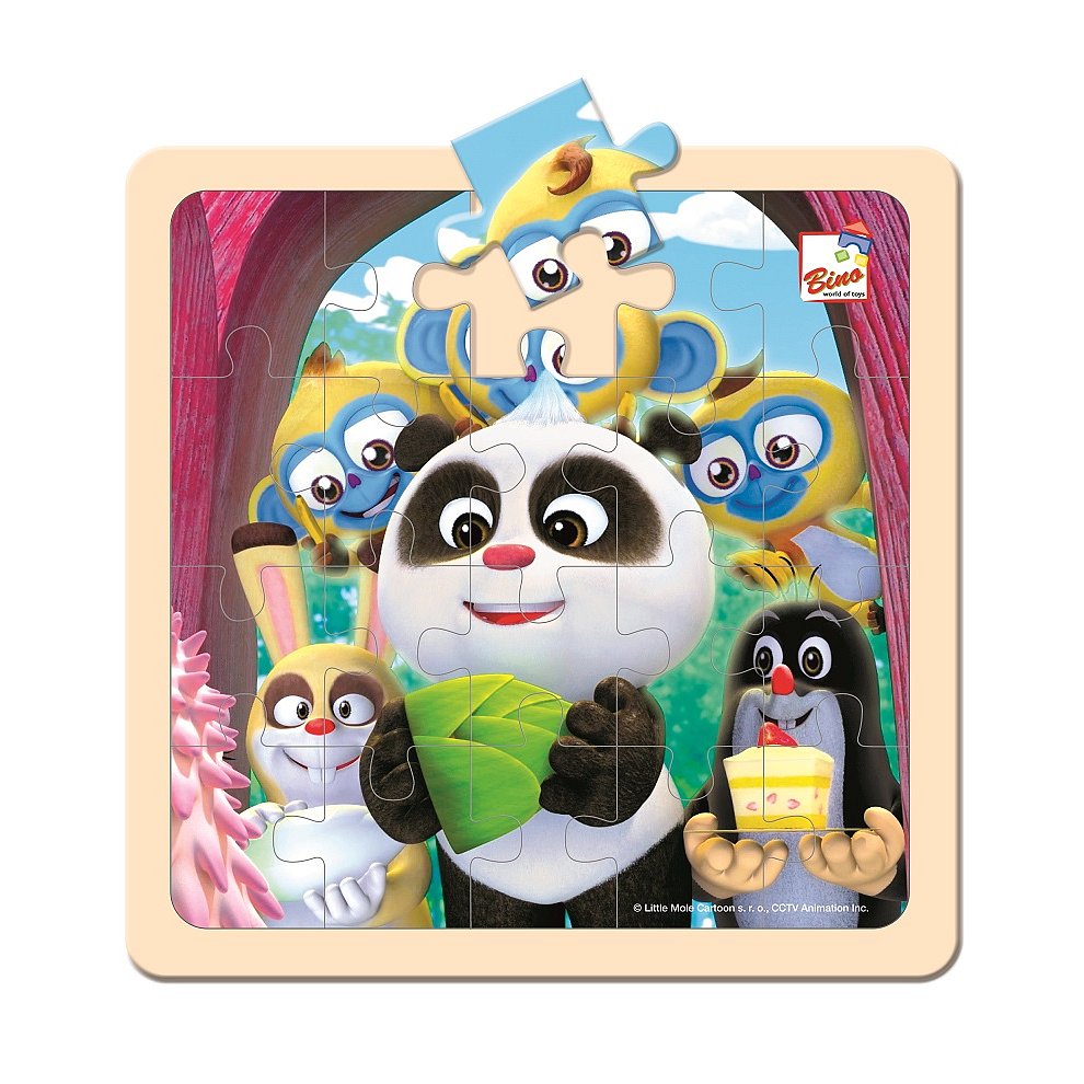BINO Krtek a Panda oslava dřevěné puzzle 20 dílků