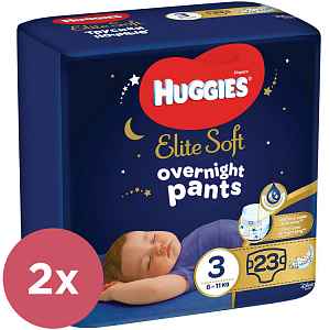 2x HUGGIES Elite Soft Pants OVN Kalhotky plenkové jednorázové 3 (6-11 kg) 23 ks