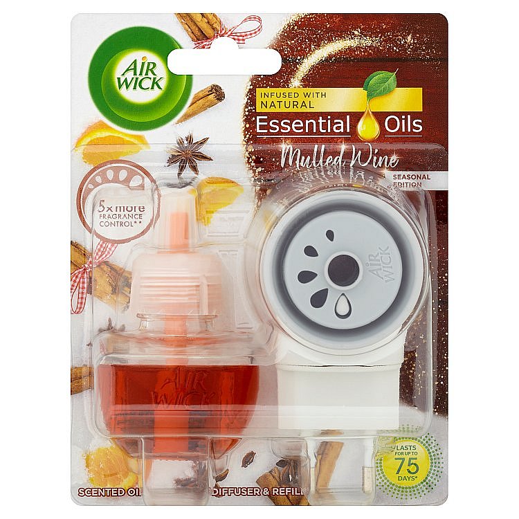 Air Wick Essential Oils Elektrický osvěžovač vzduchu strojek a náplň svařené víno  19 ml