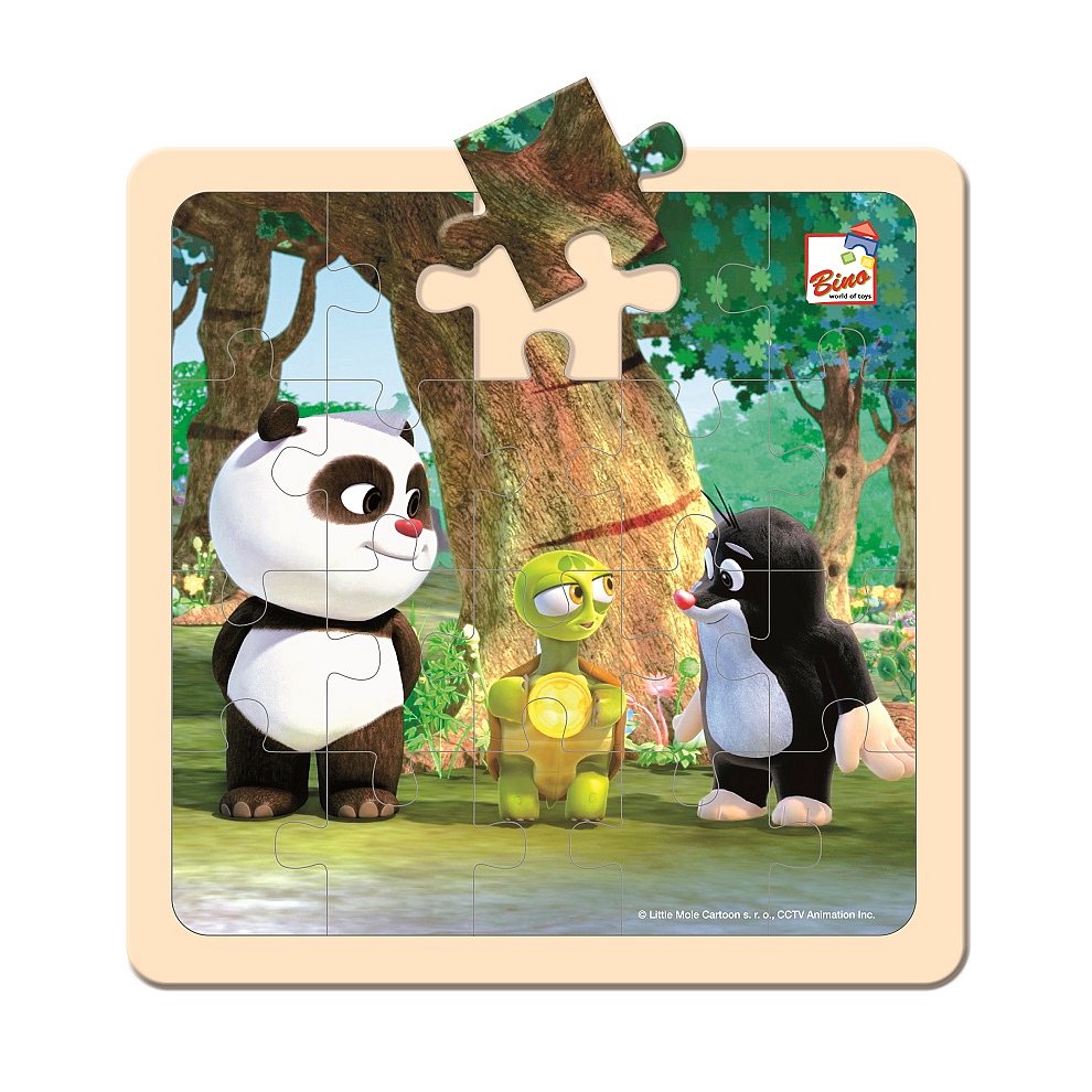 BINO Krtek a Panda s želvou dřevěné puzzle 20 dílků