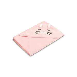 SENSILLO Dětská osuška s kapucí Bath Friends králíček - růžová, 100×100 cm