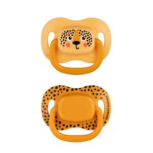 CANPOL BABIES Set symetrických silikonových dudlíků BabiesBoo 18m+ 2ks oranžový