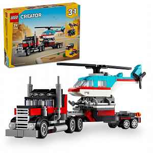 lego Creator 3 v 1 31146 Náklaďák s plochou korbou a helikoptéra