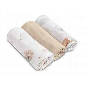 SENSILLO Mušelínové měkké plenky LUX, 3ks, Bear, bílá/béžová