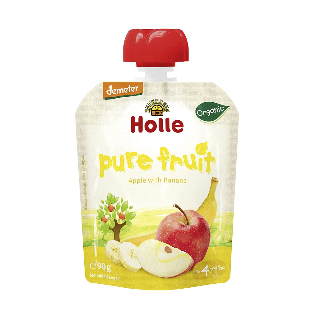 HOLLE Baby Bio Ovocné pyré jablko a banán 90 g
