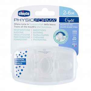Chicco Dudlík Physio Luxe celosilikonový 2-6m crystal 2 ks