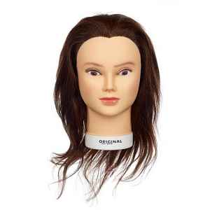 Cvičná hlava s přírodními vlasy Original Best Buy Valeska - kaštanová, 15-40 cm (0030221)