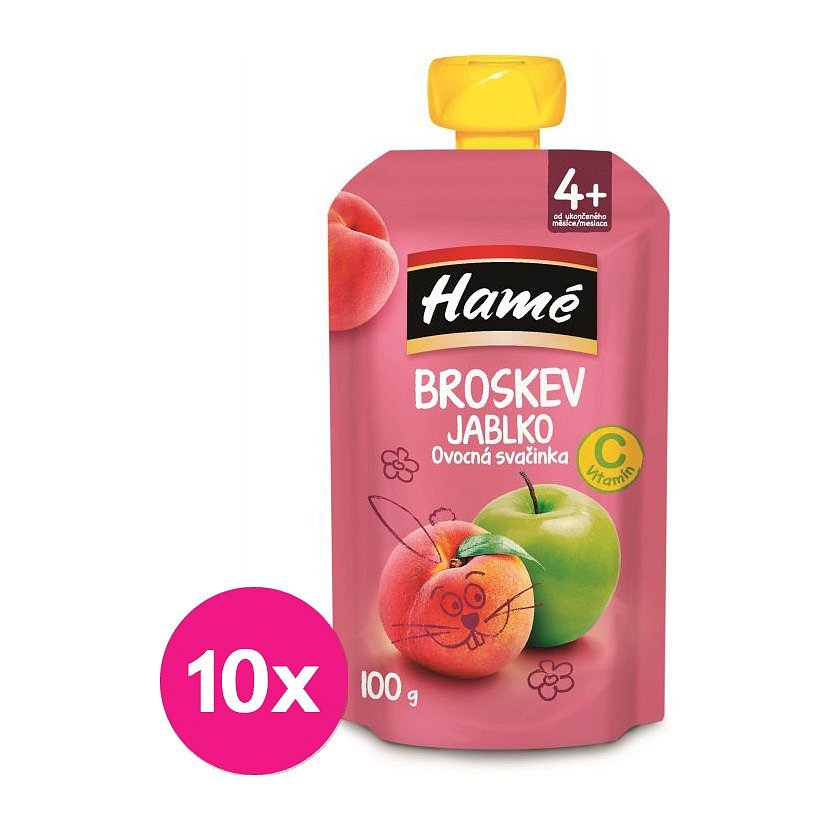 10 x HAMÁNEK Ovocná svačinka broskev 100 g