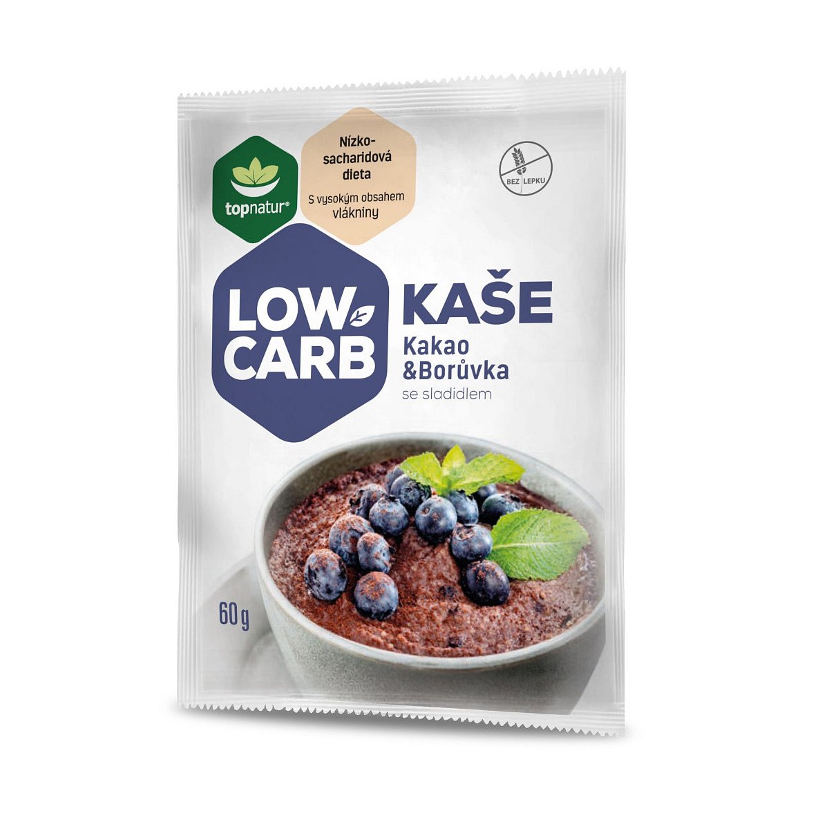 Topnatur Low Carb Kaše kakao a borůvka 60 g