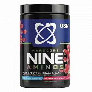 USN HardCore Nine Aminos 390g - malinová raketa