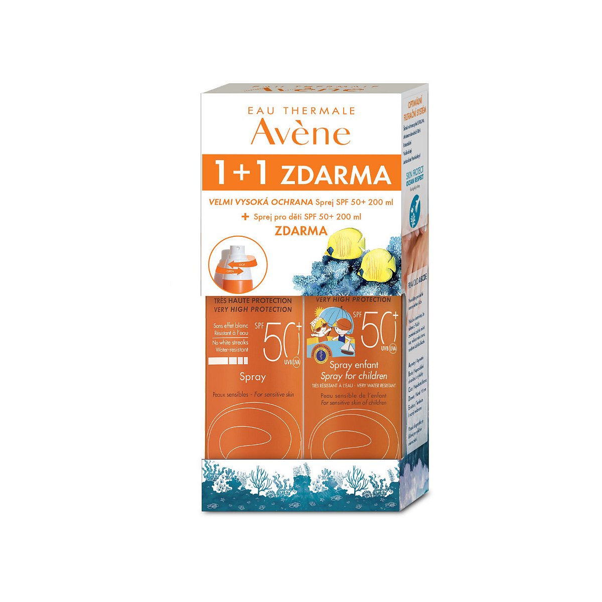 Avene Sprej SPF50+ 200 ml + Sprej pro děti SPF50+ 200 ml
