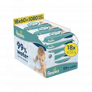Pampers 99 % Water dětské čisticí ubrousky 18x60 ks