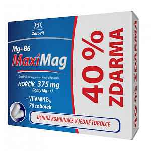 ZDROVIT MaxiMag Hořčík 375mg + Vitamin B6 40% ZDARMA tob 70