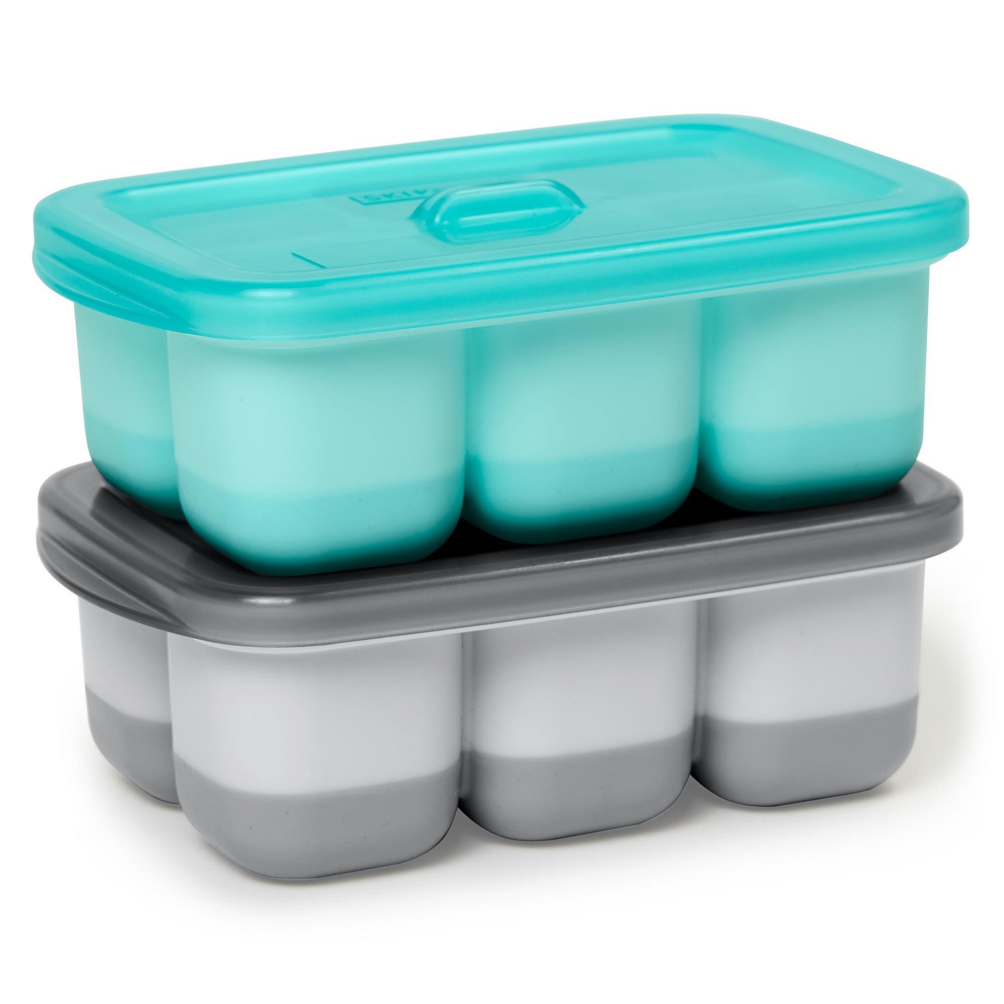 SKIP HOP Nádobky na uskladnění jídla s flexibilním dnem Easy Fill Grey, Teal 12 porcí x 60 ml