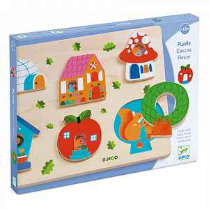 Djeco Vkládací puzzle s okénky Domov