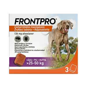FRONTPRO Žvýkací tablety pro psy 25-50 kg 136 mg 3 tablety