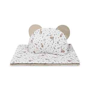 SENSILLO Set do kočárku Forest, bavlněný 54 × 74 cm + polštářek 28 × 36 cm, béžový