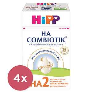 4x HiPP Výživa pokračovací mléčná kojenecká HA 2 Combiotik® 600 g, od uk. 6. měsíce