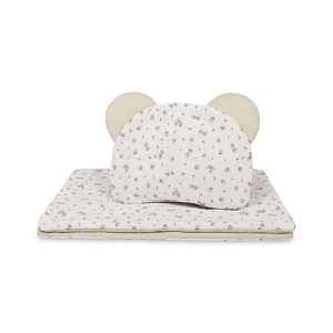 SENSILLO Set do kočárku Rose, bavlněný 54 × 74 cm + polštářek 28 × 36 cm, béžový