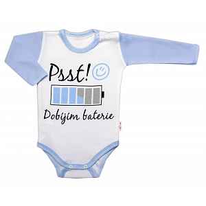Body dl. rukáv s vtipným textem, Psst! Dobíjím baterie, vel. 80