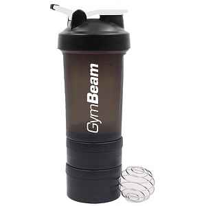 GymBeam Vícedílný šejkr Blend Bottle Black White 600ml