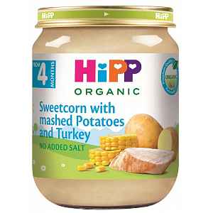 HiPP BIO Pyré bramborové s kukuřicí a krůtím masem 125 g, od uk. 4-6. měsíce
