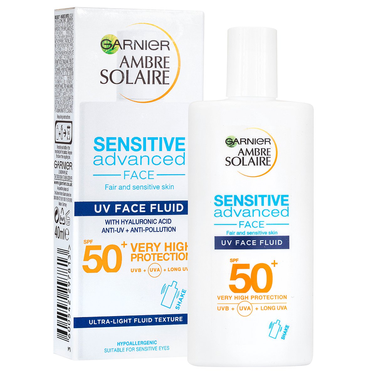 Garnier Ambre Solaire Sensitive Advanced Face SPF50+ krém na obličej s kyselinou hyaluronovou 40 ml