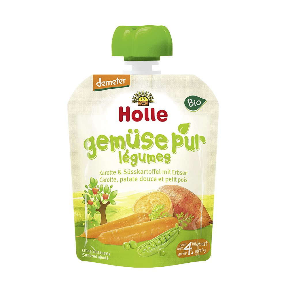 HOLLE Baby Bio Pyré mrkev, sladký brambor, hrášek 90 g