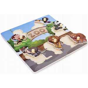 TULIMI Dřevěné zábavné, vkládací puzzle  - Zoo - 6 dílků