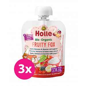 3x HOLLE BIO Fruity fox - dětské ovocné pyré s jogurtem