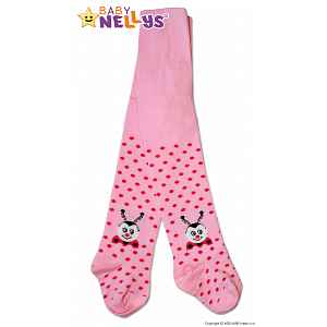 Baby Nellys Bavlněné punčocháče ®  - Beruška růžové s puntíky vel.  104/110