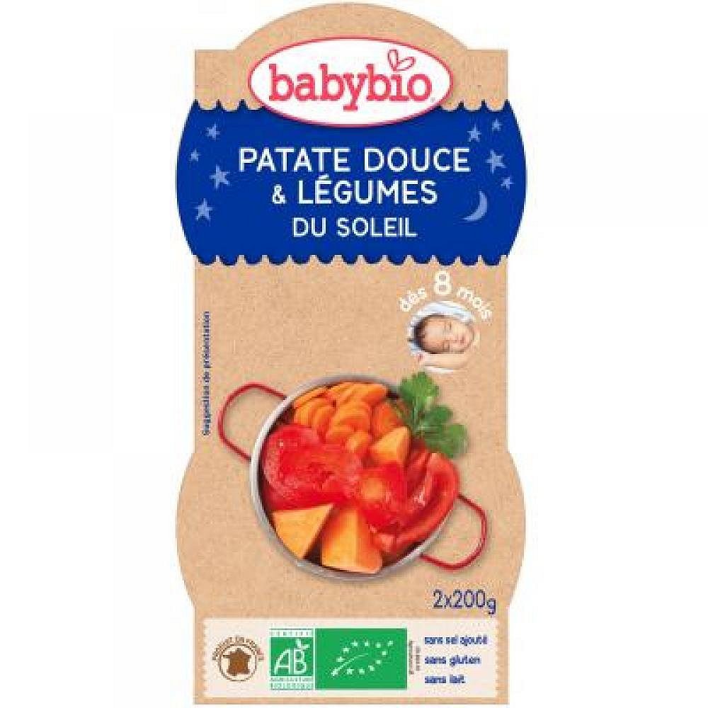 BABYBIO večerní menu sladké brambory s letní zeleninou 2x200 g