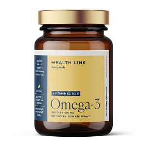 HEALTH LINK Omega-3 rybí olej 1000 mg + vitamin K2 + D3 + E 120 tobolek