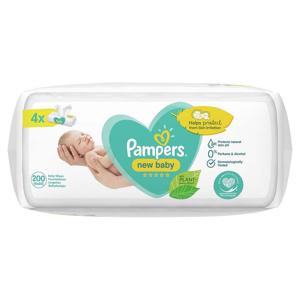 PAMPERS New Baby Dětské Čisticí Ubrousky 4 Balení = 200 ks