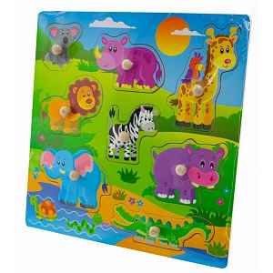 TULIMI Dřevěné zábavné puzzle vkládací 30x30cm - Safari velké