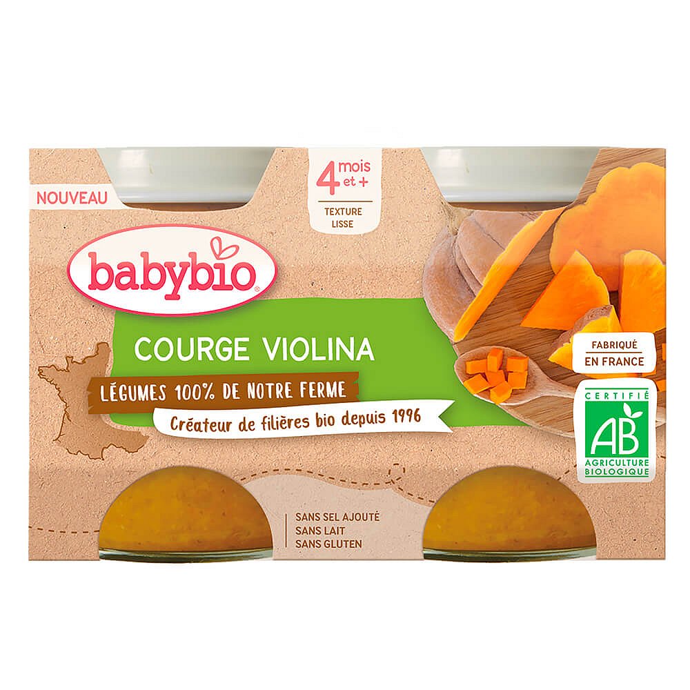 BABYBIO Dýně Violina z naší vlastní ekofarmy 2x130 g