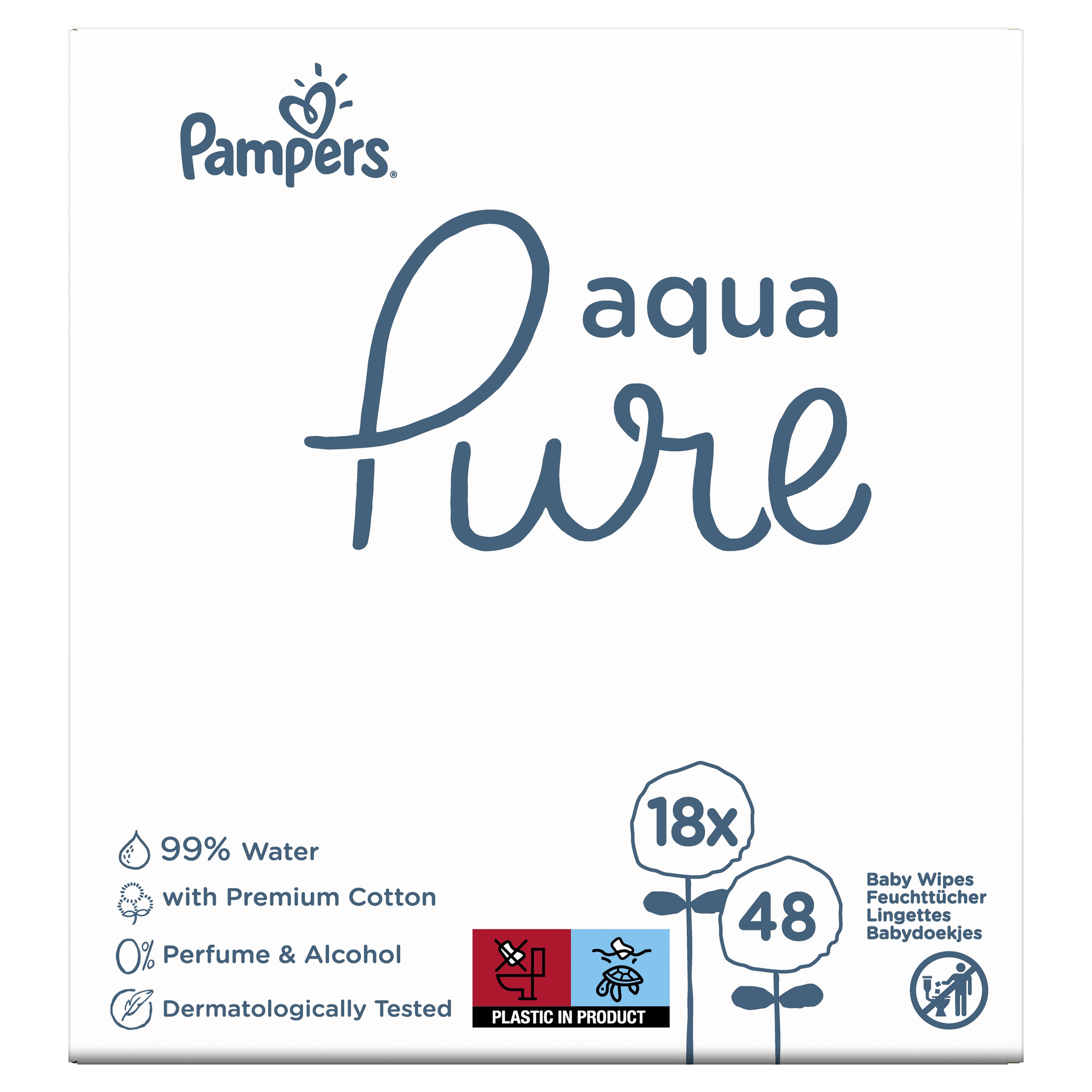 Pampers Aqua Pure Dětské Čisticí Ubrousky 18x48ks