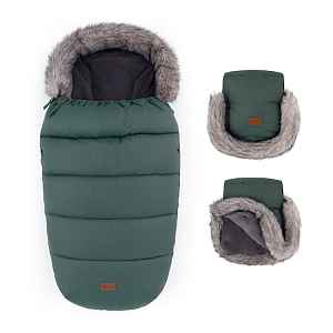 PETITE&MARS Set zimní fusak Comfy 4v1 + rukavice na kočárek Furry Veritable Khaki