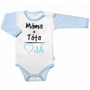 Body dlouhý rukáv s vtipným textem, Máma+Táta, vel. 80, kluk