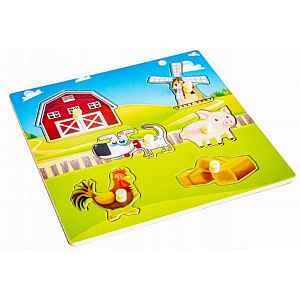 TULIMI Dřevěné zábavné, vkládací puzzle  - Farma - 6 dílků